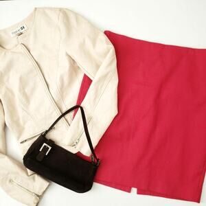 Ann Taylor Red Career Pencil Skirt 8P Petite Red Straight Career SKirt, Back Zip